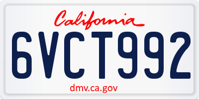 CA license plate 6VCT992