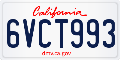 CA license plate 6VCT993