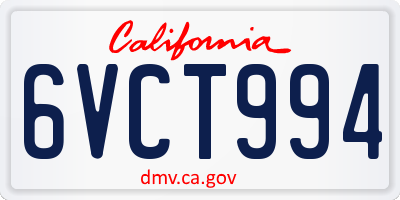 CA license plate 6VCT994