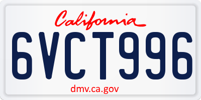 CA license plate 6VCT996