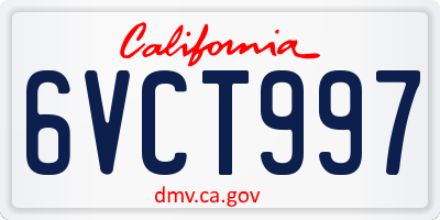 CA license plate 6VCT997