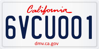 CA license plate 6VCU001