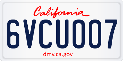 CA license plate 6VCU007