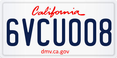 CA license plate 6VCU008