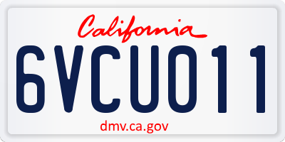 CA license plate 6VCU011