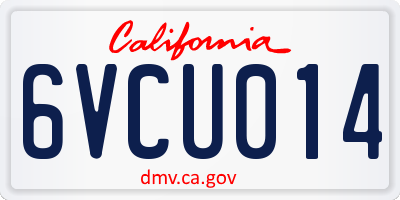CA license plate 6VCU014