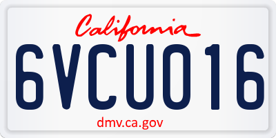 CA license plate 6VCU016