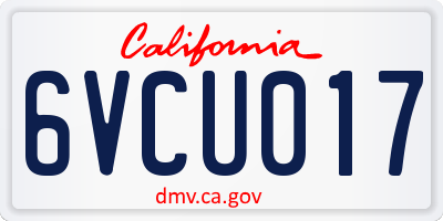 CA license plate 6VCU017