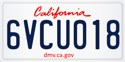 CA license plate 6VCU018