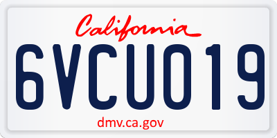 CA license plate 6VCU019