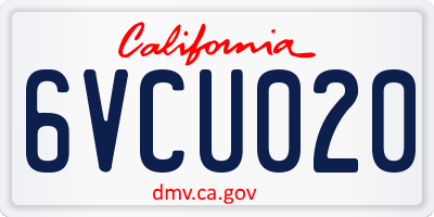 CA license plate 6VCU020