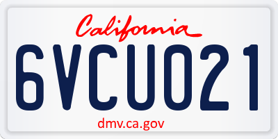 CA license plate 6VCU021