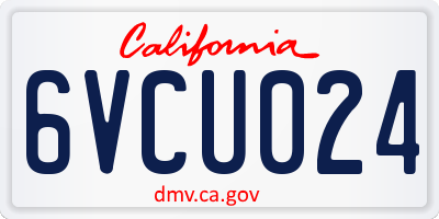 CA license plate 6VCU024