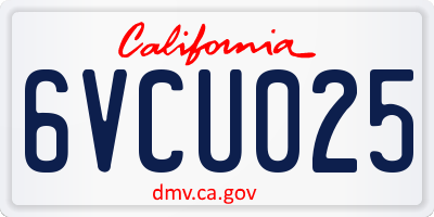 CA license plate 6VCU025