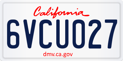 CA license plate 6VCU027