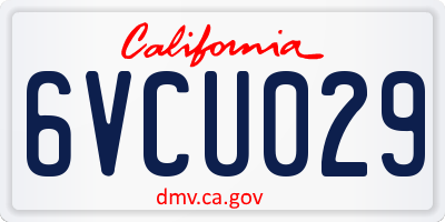 CA license plate 6VCU029