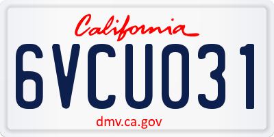 CA license plate 6VCU031