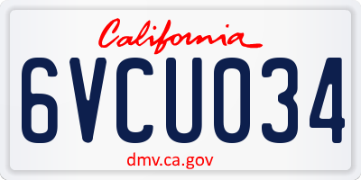 CA license plate 6VCU034
