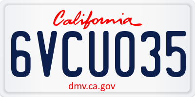CA license plate 6VCU035