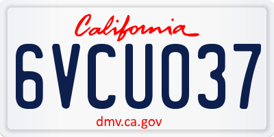 CA license plate 6VCU037