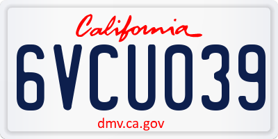 CA license plate 6VCU039