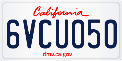 CA license plate 6VCU050