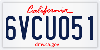 CA license plate 6VCU051
