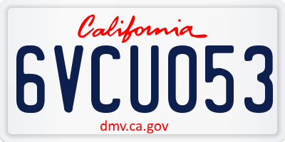 CA license plate 6VCU053