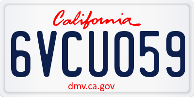 CA license plate 6VCU059