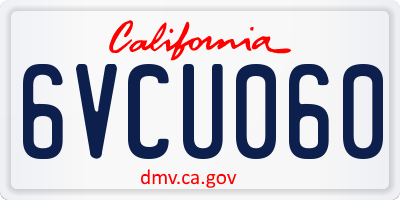 CA license plate 6VCU060