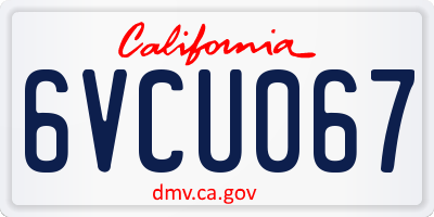 CA license plate 6VCU067