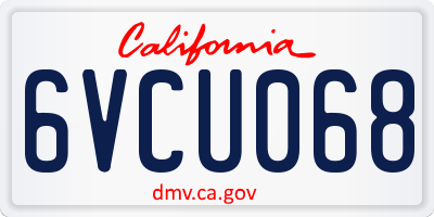 CA license plate 6VCU068
