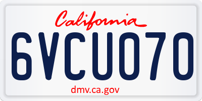 CA license plate 6VCU070