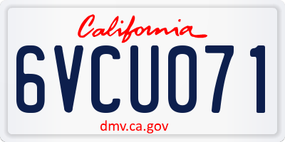 CA license plate 6VCU071