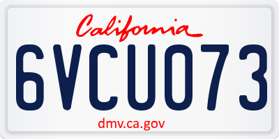 CA license plate 6VCU073