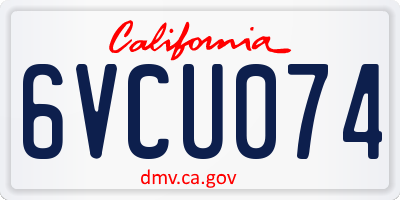 CA license plate 6VCU074