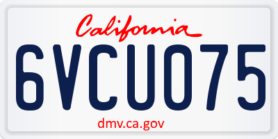 CA license plate 6VCU075