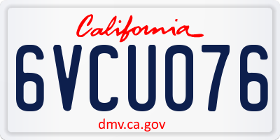CA license plate 6VCU076