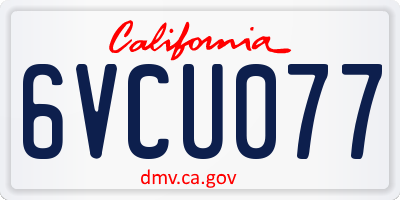 CA license plate 6VCU077