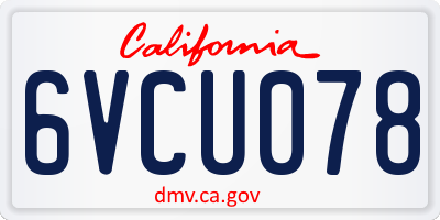 CA license plate 6VCU078