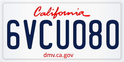 CA license plate 6VCU080