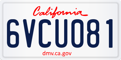 CA license plate 6VCU081