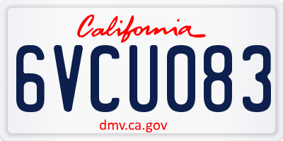 CA license plate 6VCU083