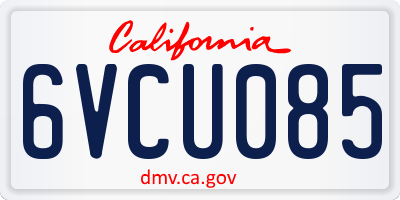CA license plate 6VCU085