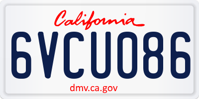 CA license plate 6VCU086