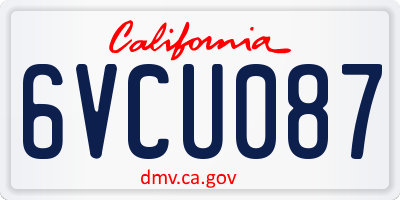 CA license plate 6VCU087