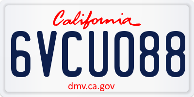 CA license plate 6VCU088