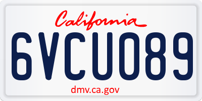 CA license plate 6VCU089