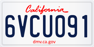CA license plate 6VCU091