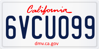 CA license plate 6VCU099